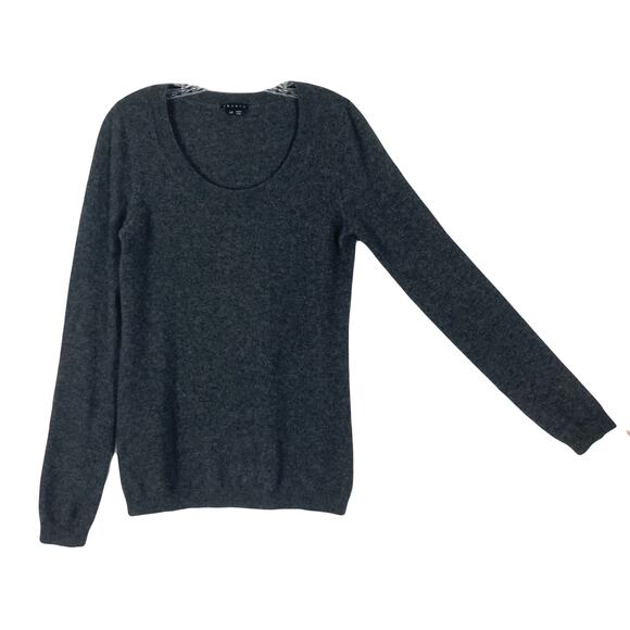 Nwot THEORY Sweater Women L Cashmere Grey Scoop-Neck Long-Sleeve